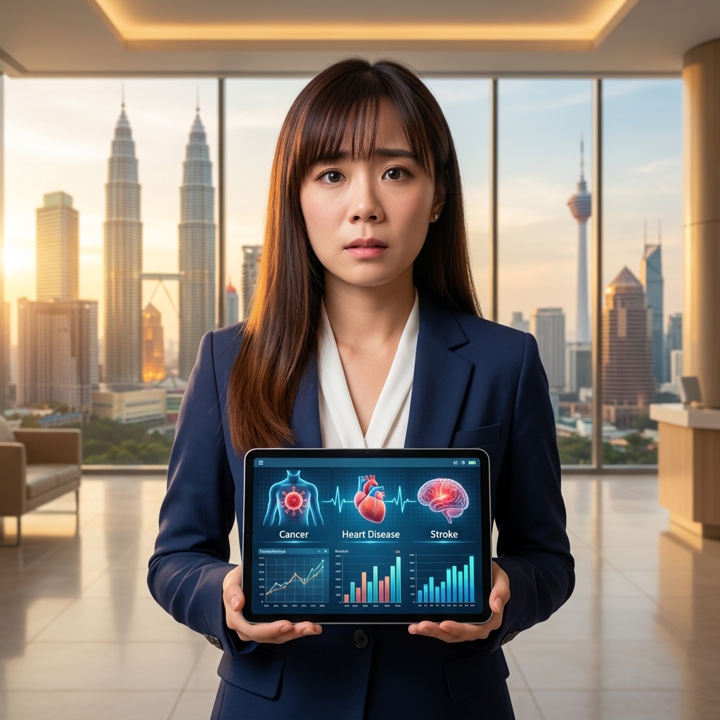 Income Replacement Malaysia - A professional Prudential agent explaining critical illness statistics in Kuala Lumpur | 马来西亚收入替代 - 专业保诚代理人在吉隆坡讲解严重疾病统计数据