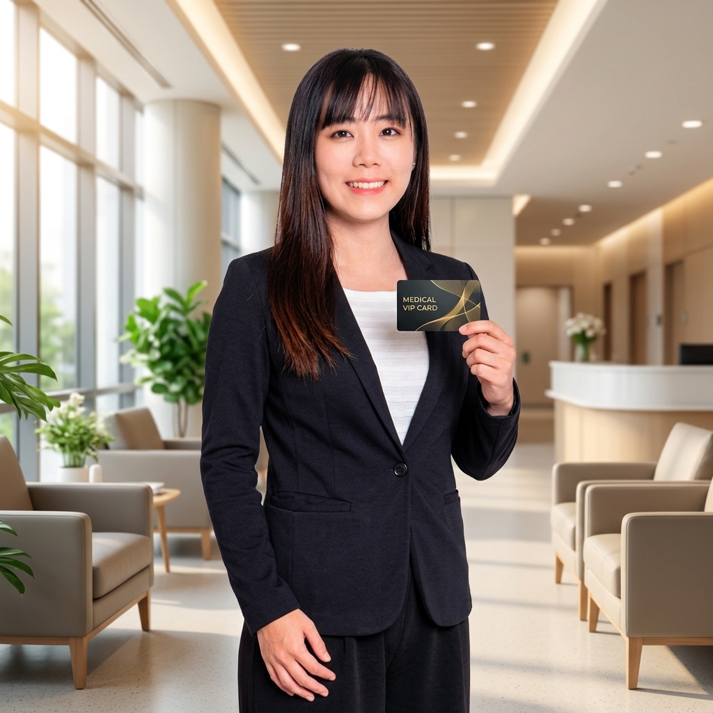 PRUMillion Med 2.0 Malaysia - A professional wealth planner highlighting the value of VIP medical coverage inside a modern hospital |大马保诚 PRUMillion Med 2.0 - 专业的理财规划师在现代化医院内强调 VIP 医疗保障的价值